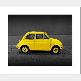 Classic Sunny Yellow Fiat 500 Posters and Art